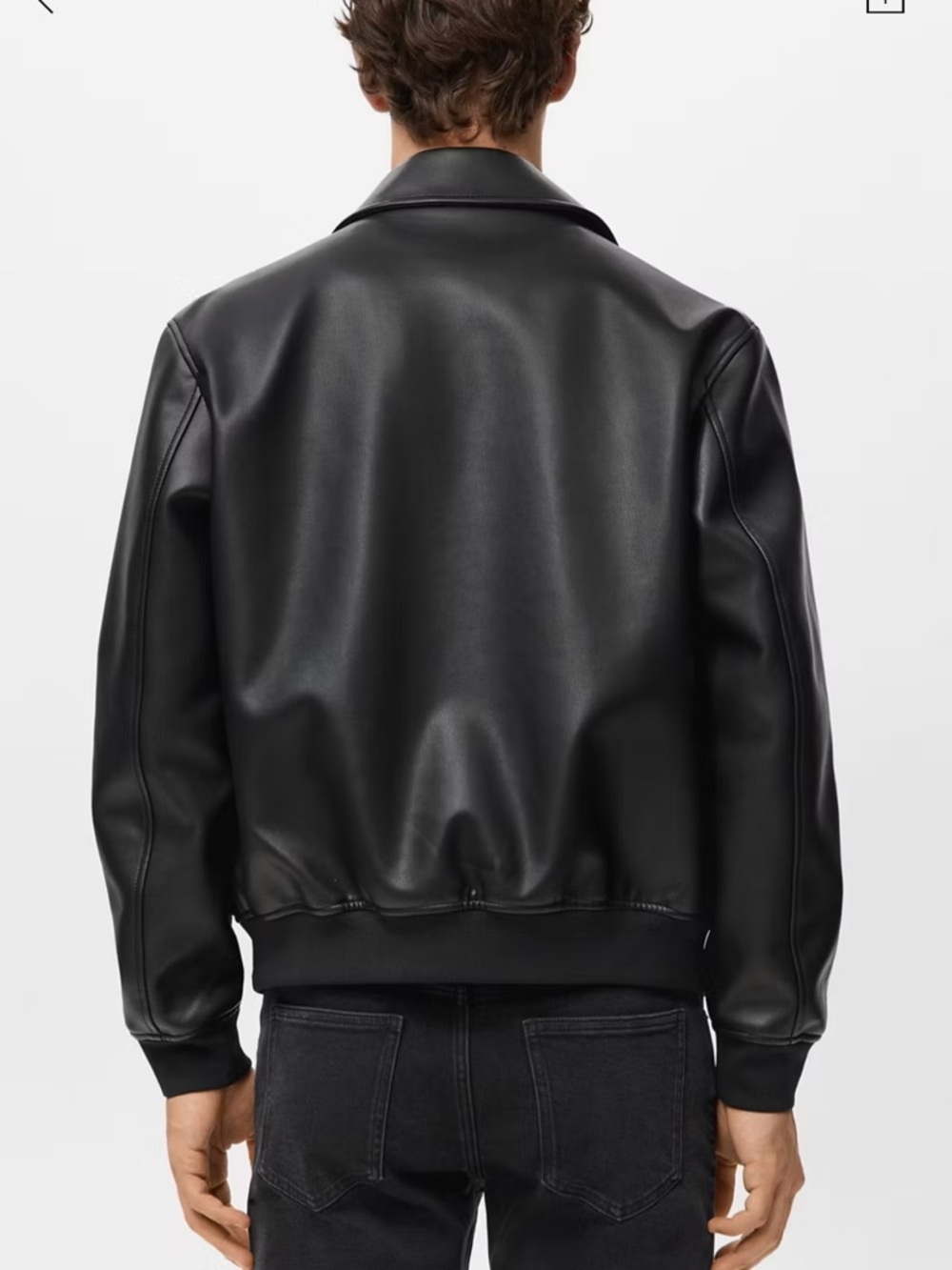 Mango Black Faux Leather Bomber Jacket - Picture 2 of 5